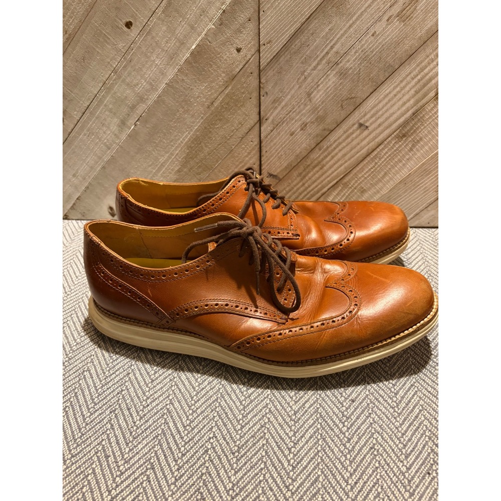 Cole‎ Haan Grand.OS Mens 11.5 M British Tan Leather Wingtip Oxfords C22793
